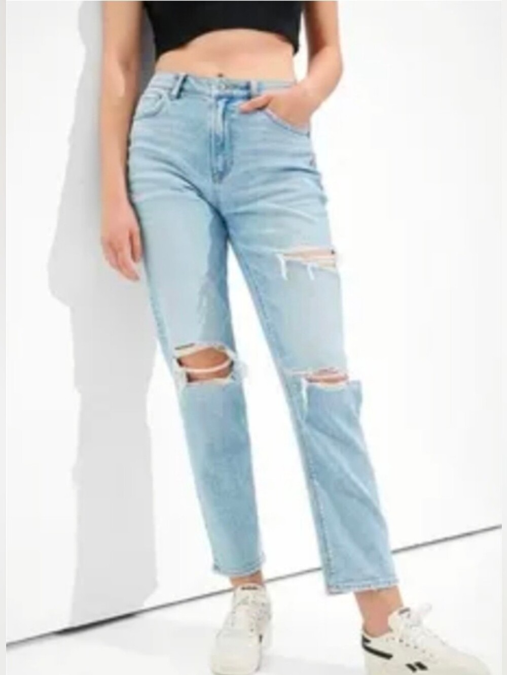 β€οΈ AMERICAN EAGLE HIGH RISE MOM STRAIGHT DISTRESSED JEANS, 0 (25)